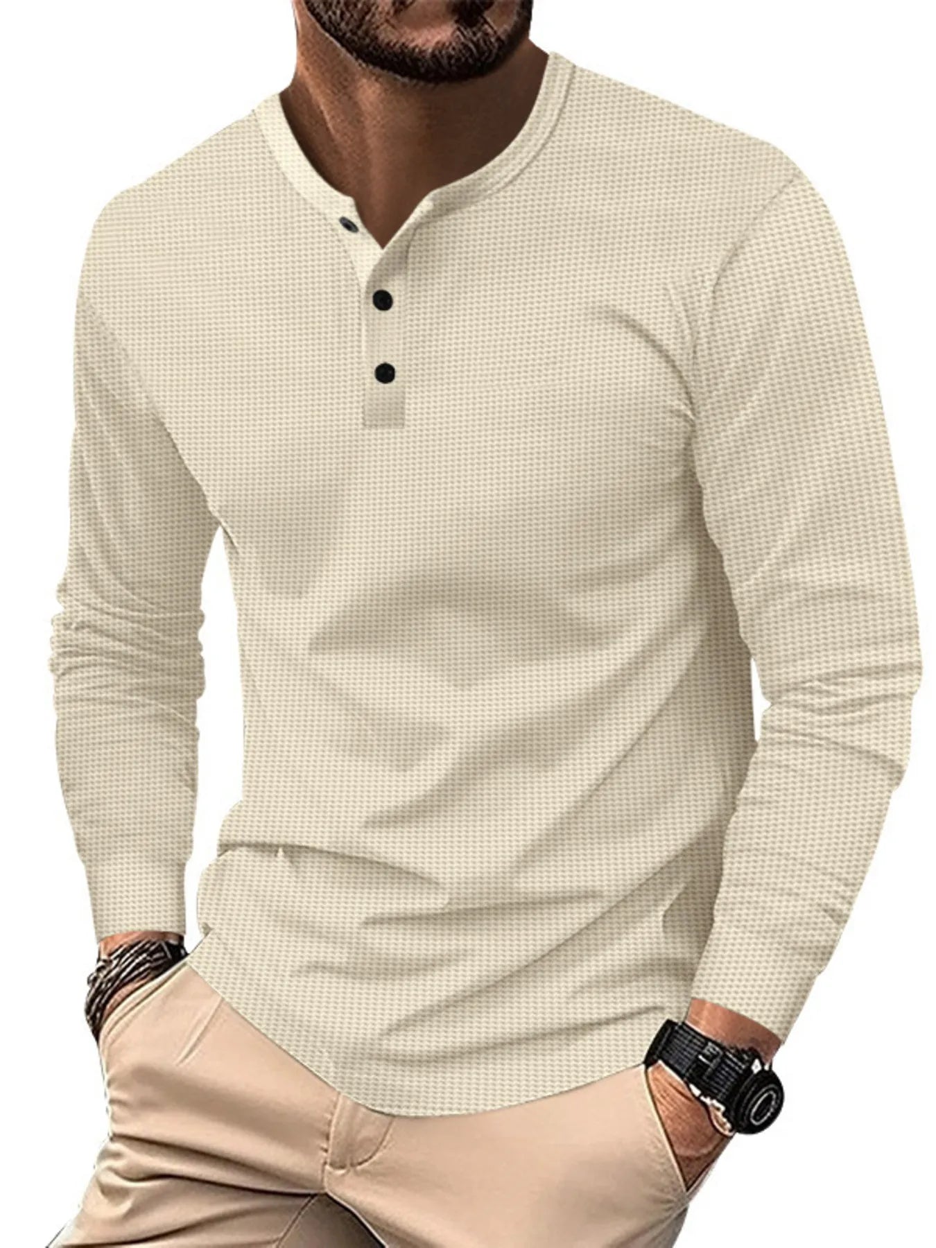 Men's Full Size Button Detail Long Sleeve T-Shirt Plus Size