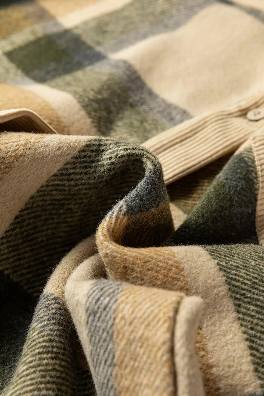Retro Plaid Corduroy Patchwork Shacket