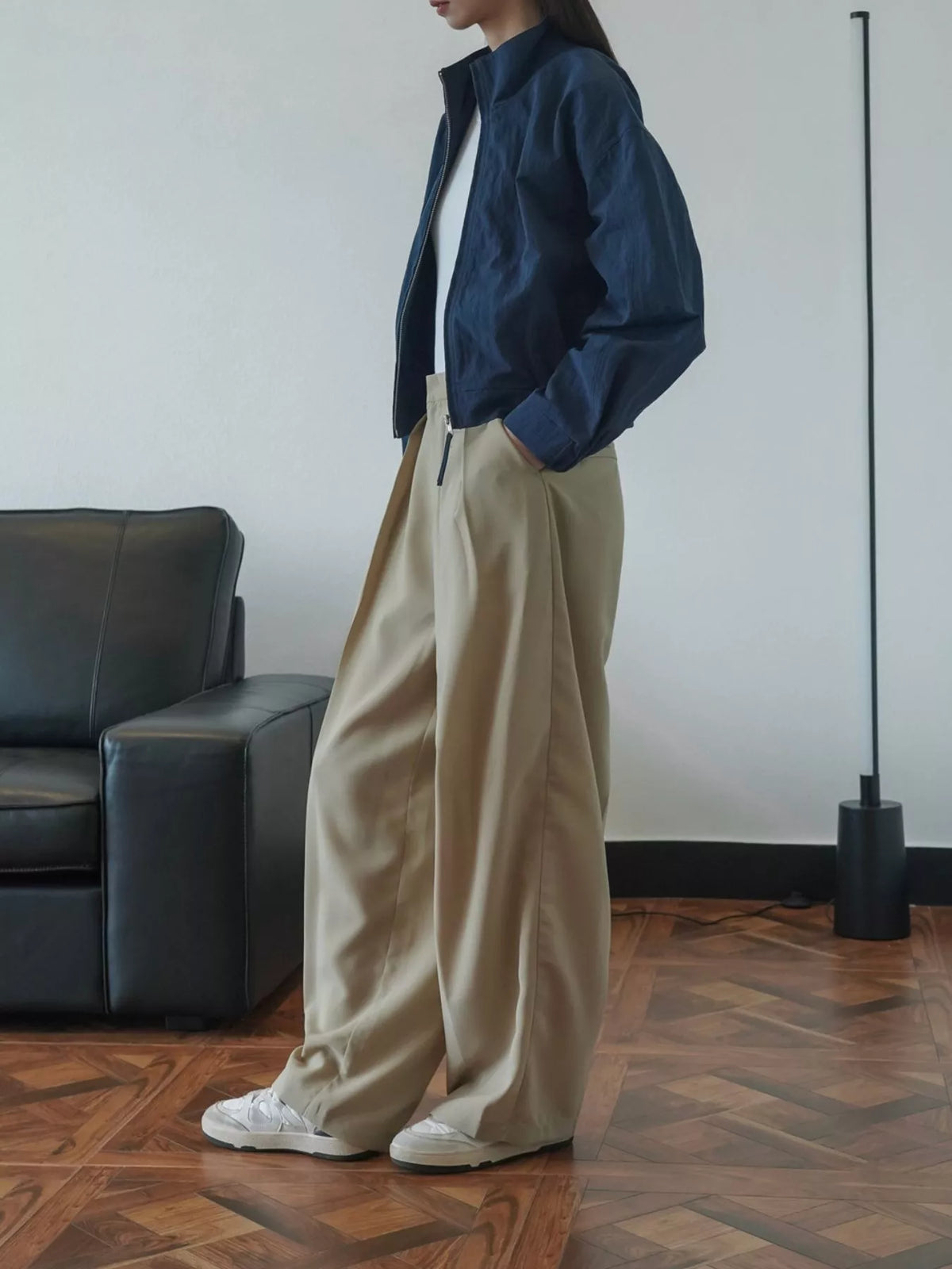 High-Waisted Pleated Wide-Leg Pants