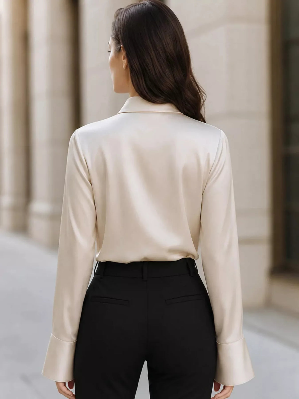 Asymmetric Collar Satin Blouse