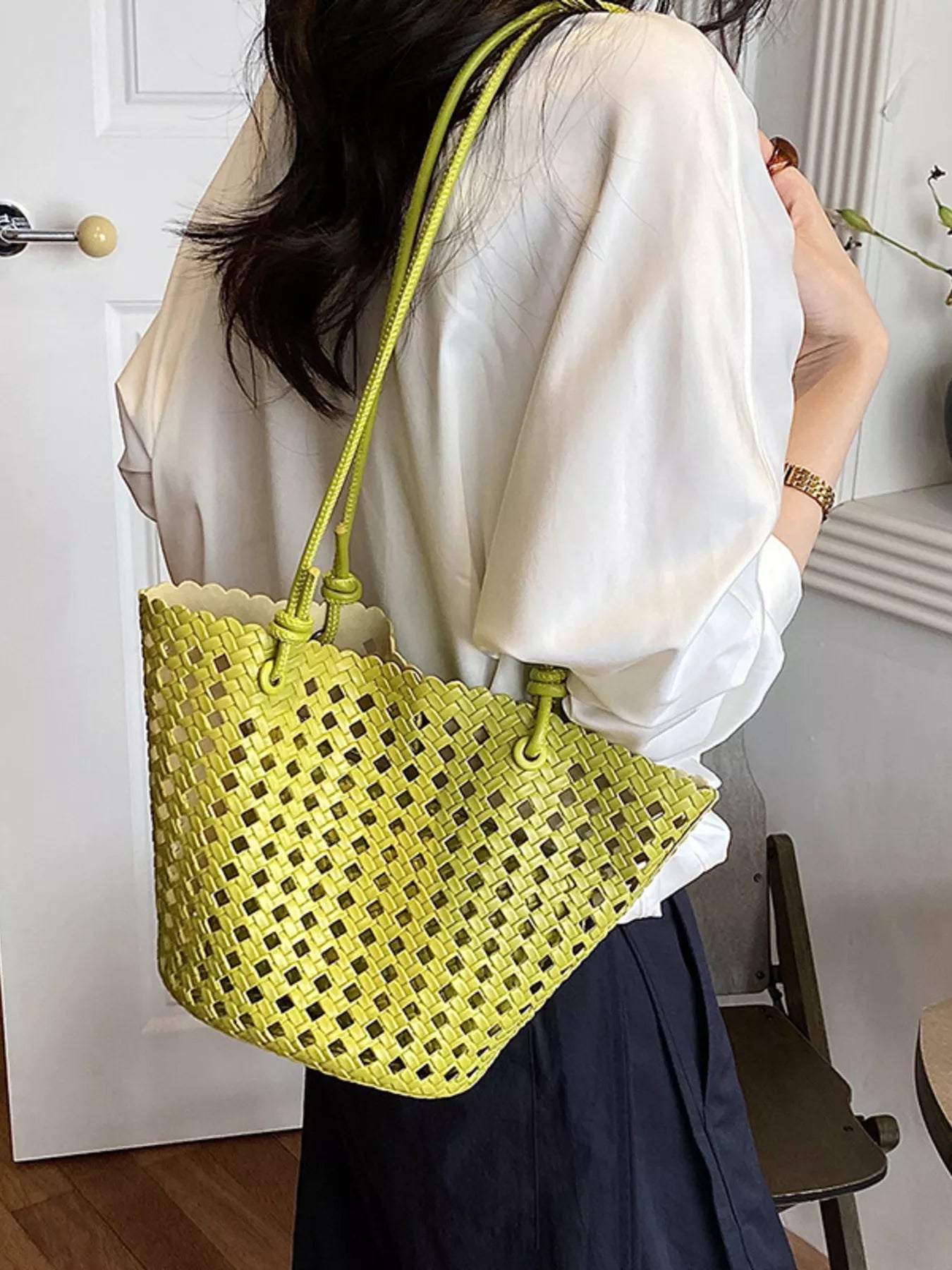Woven Leather Shoulder Bag