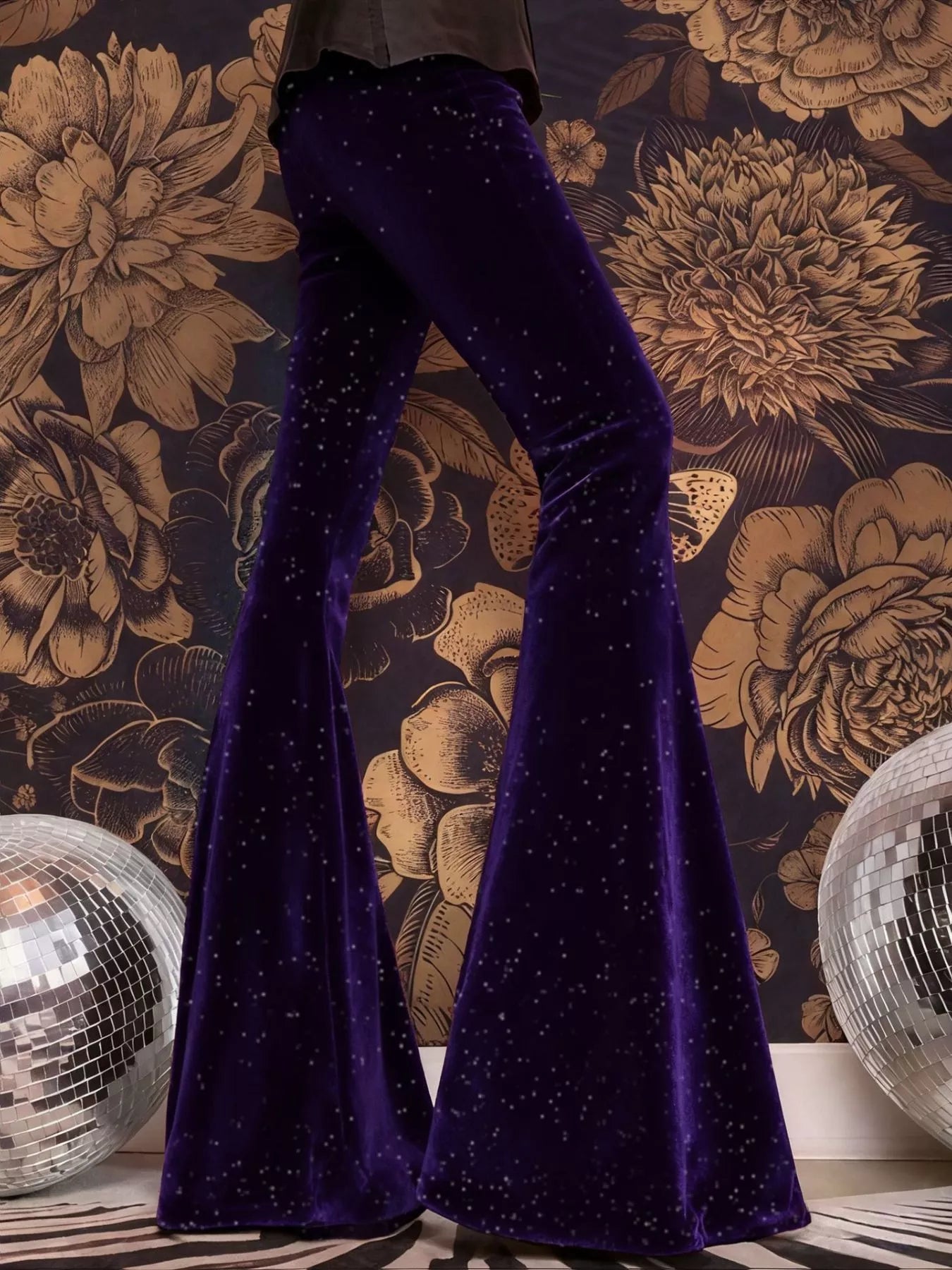 Velvet High Waist Flared Pants