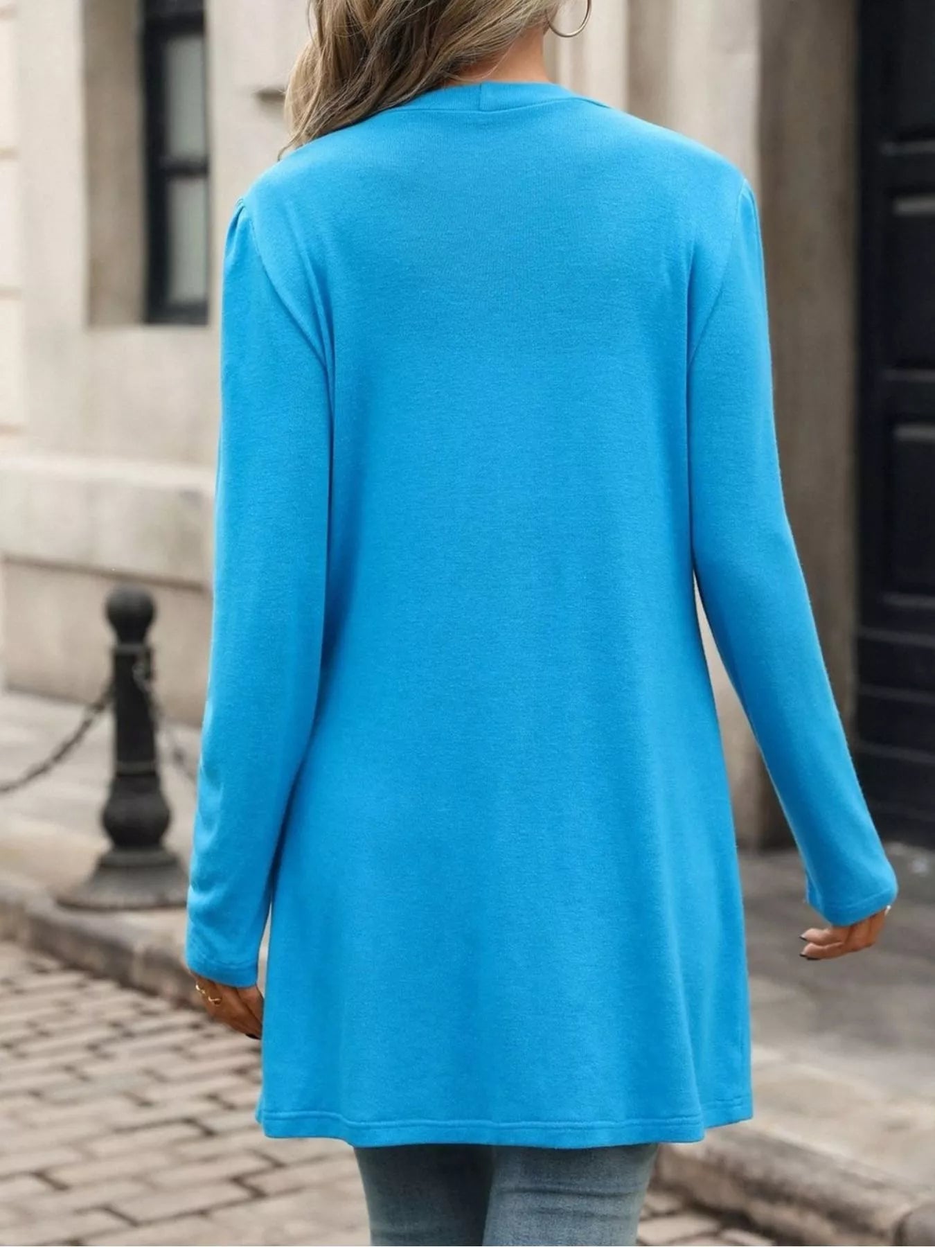 V-Neck Button-Up Long Sleeve Cardigan with Pockets