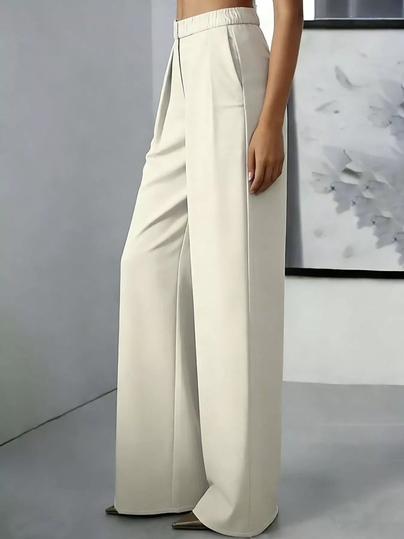 High-Waisted Pleated Wide-Leg Pants