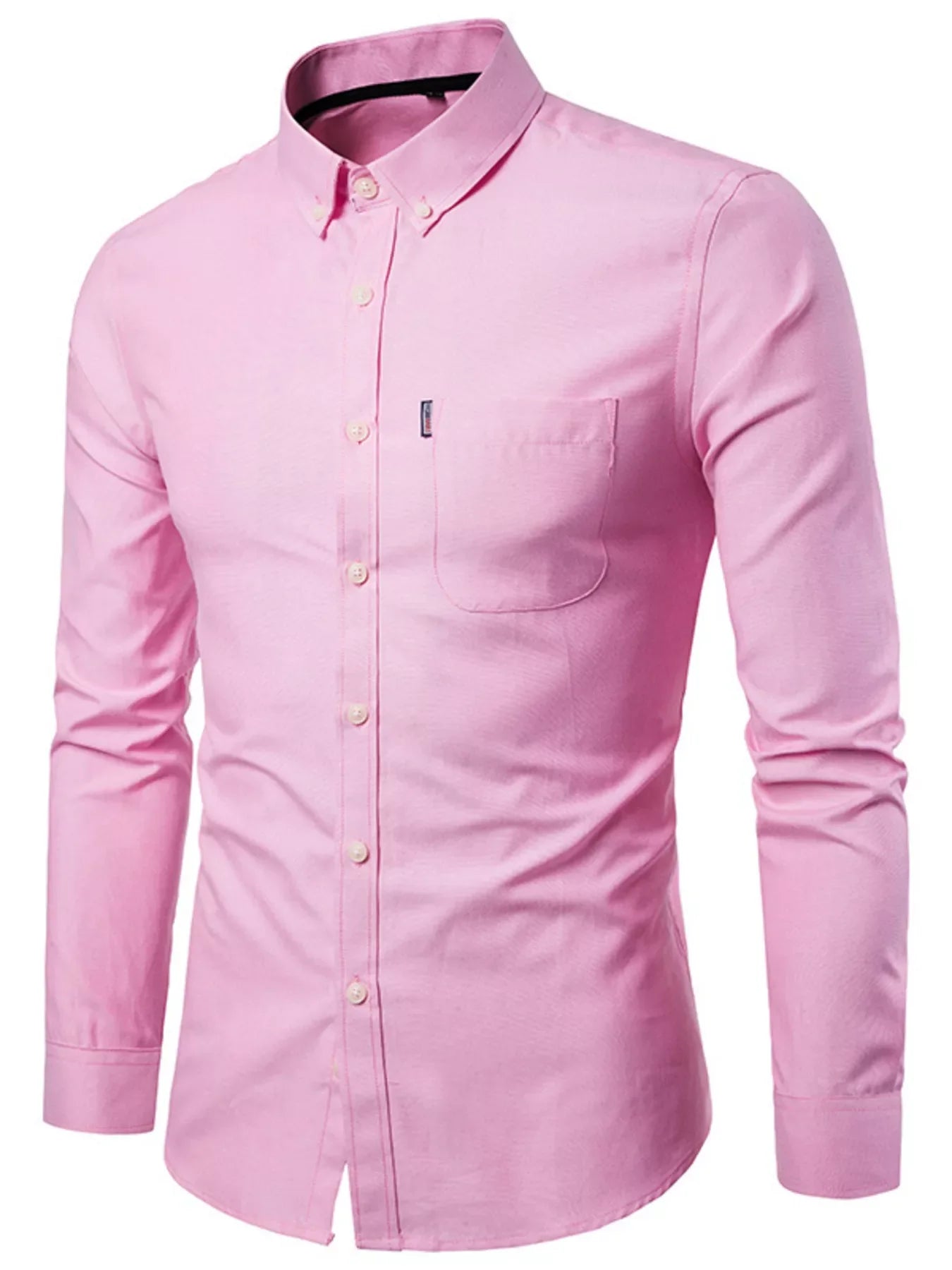 Men's Plus Size Slim Fit Long Sleeve Button-Down Shirt