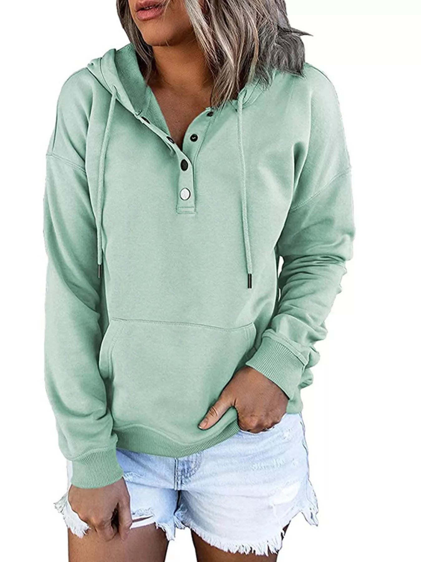 Full Size Kangaroo Pocket Drawstring Long Sleeve Hoodie Plus Size