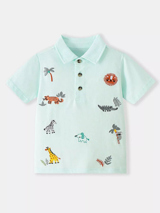 Children's Embroidered Animal Polo Shirt
