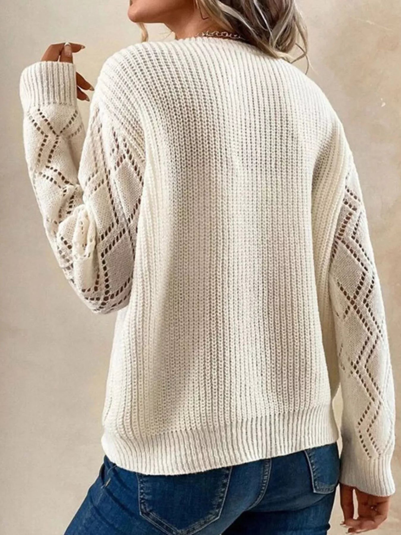 Openwork V-Neck Sweater
