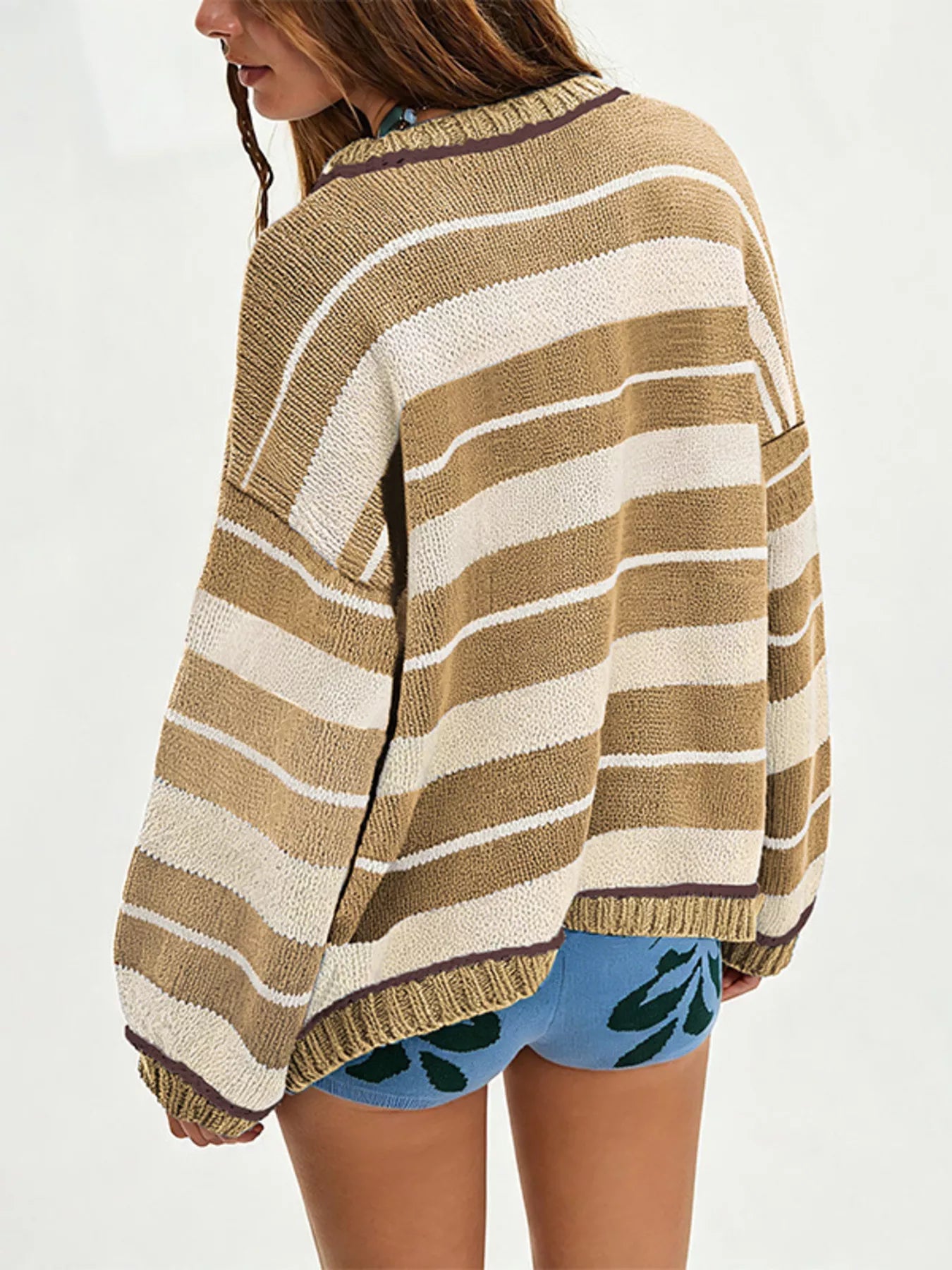 Oversized Striped Crew Neck Sweater