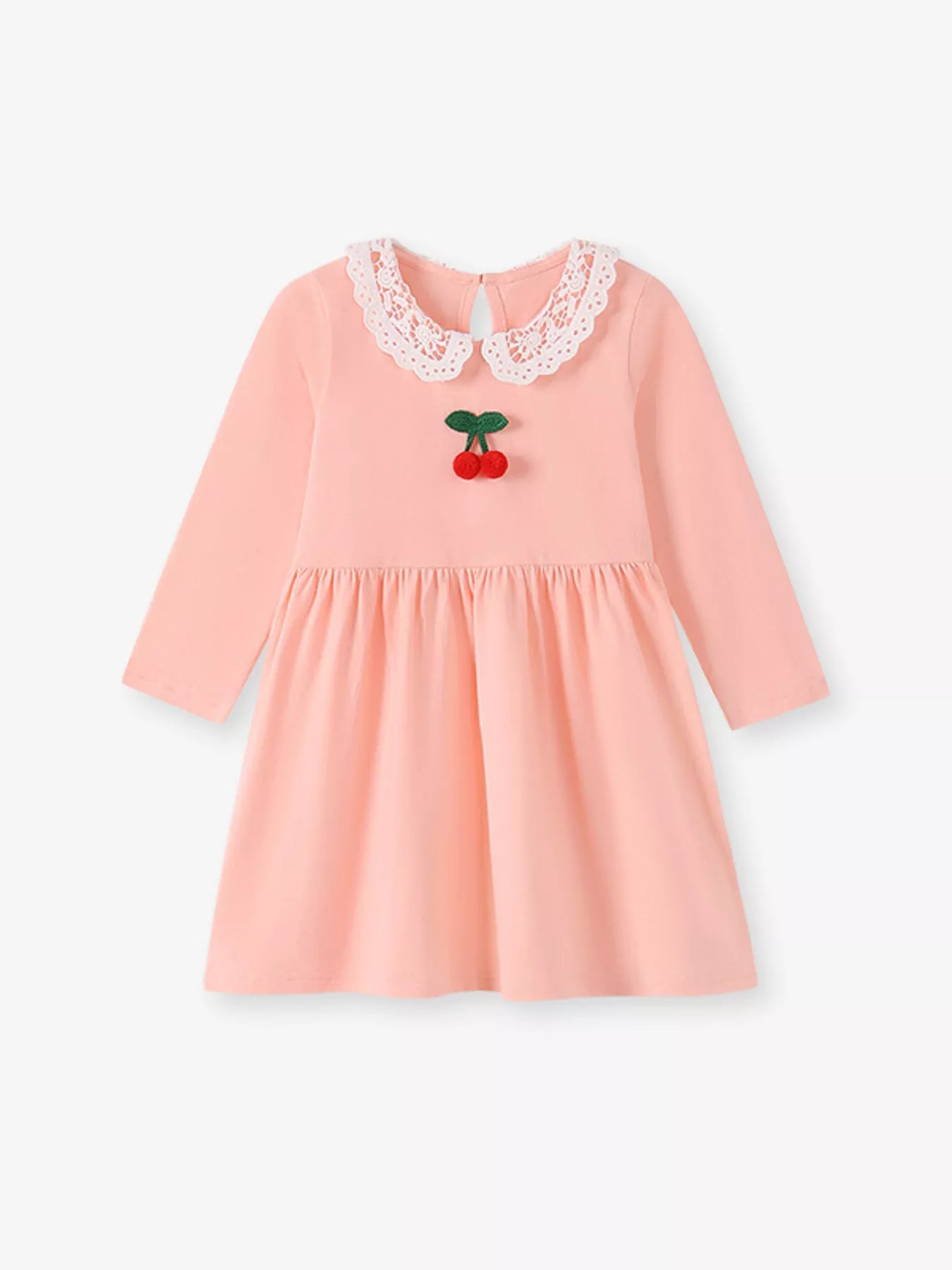 Children's Cherry Lace Collar Long Sleeve Dress
