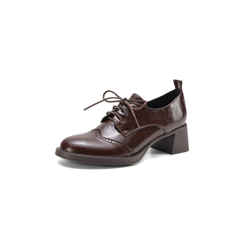 Brogue Lace-Up Oxford Pumps | Block Heel | Women's Chunky Heel Oxfords