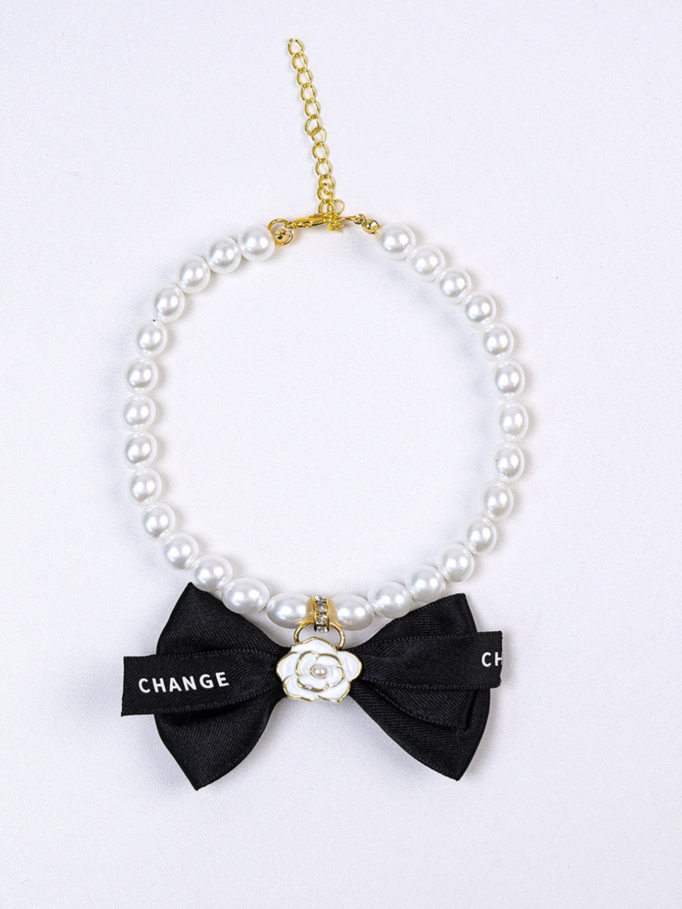 Pearl Bowknot Pet Necklace