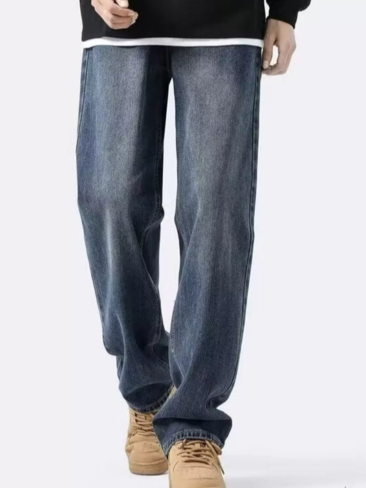 Men's Full Size Vintage Wash Loose Fit Jeans Plus Size
