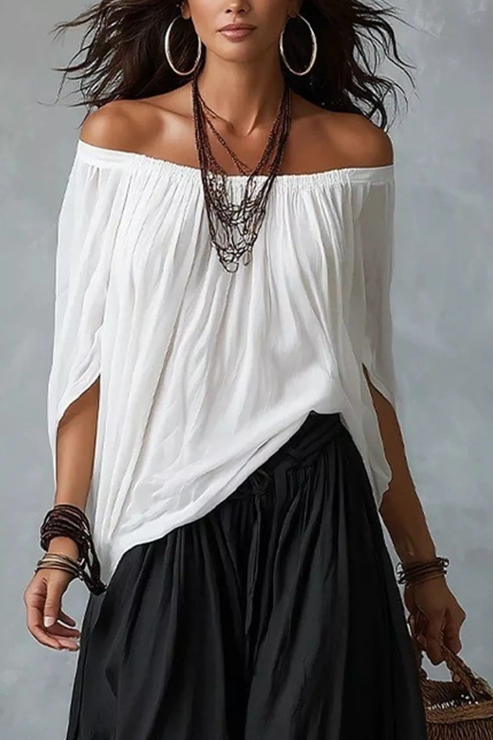 Full Size Off-Shoulder Top and Wide-Leg Pants Set Plus Size