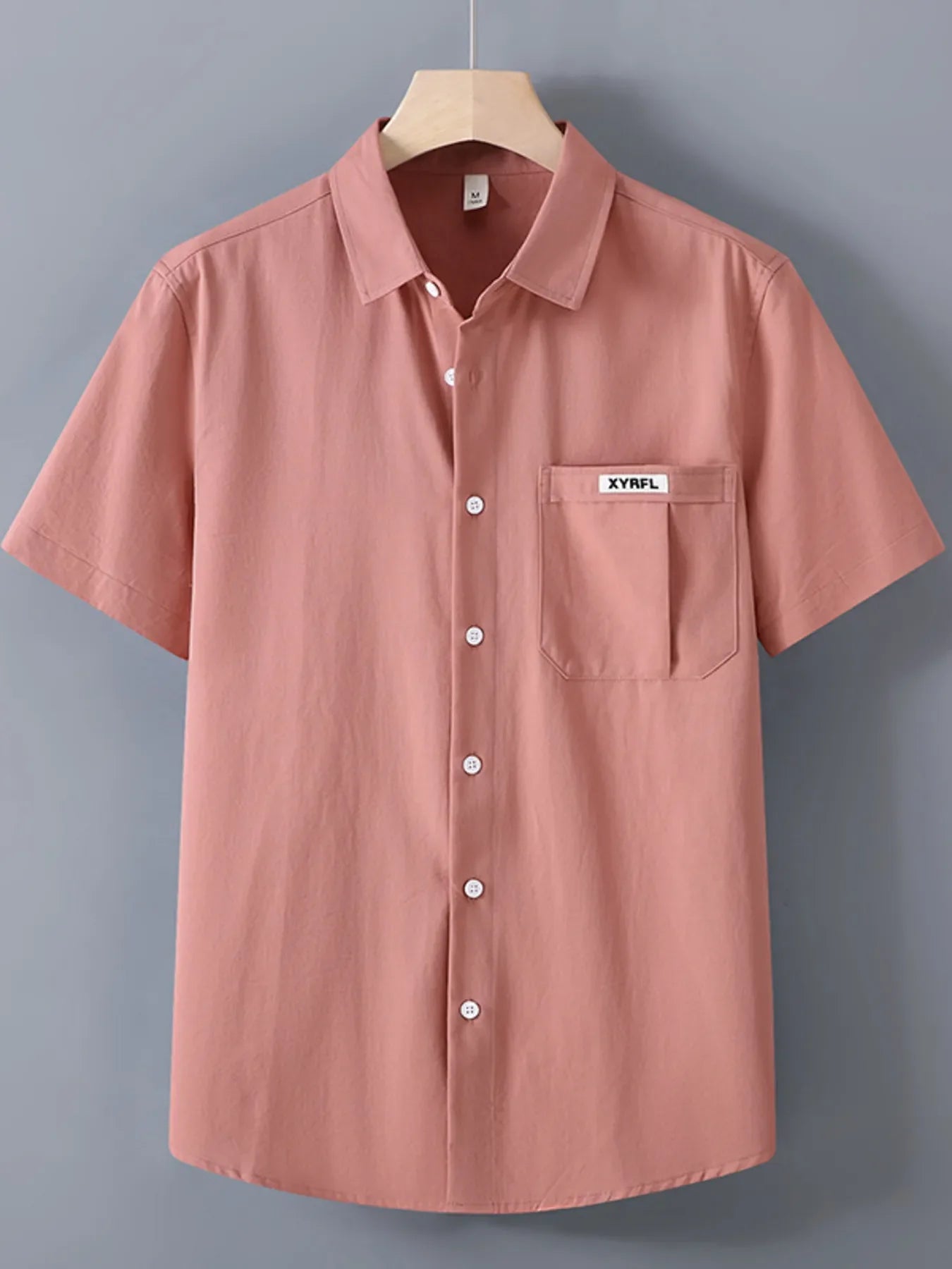 Men's Plus Size Button Up Short-Sleeve Shirt