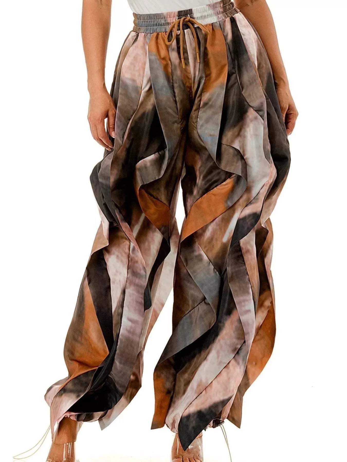 Printed Cargo Pants with Drawstring Waist