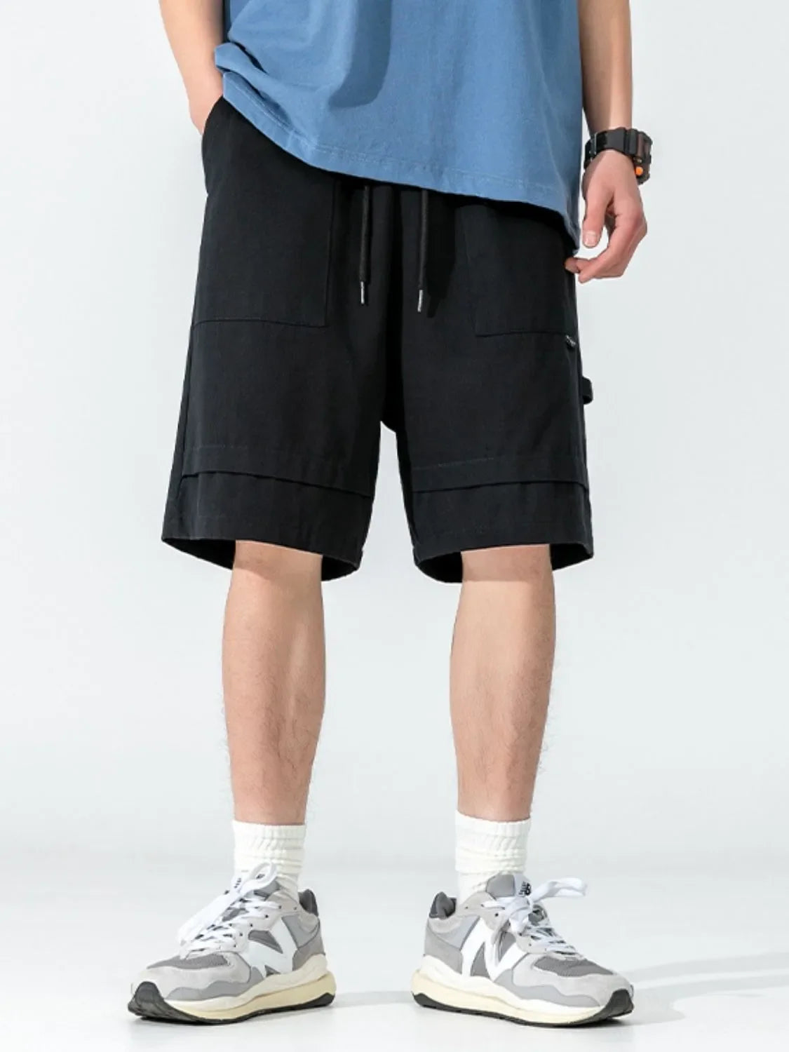 Men's Plus Size Drawstring Shorts with Pockets