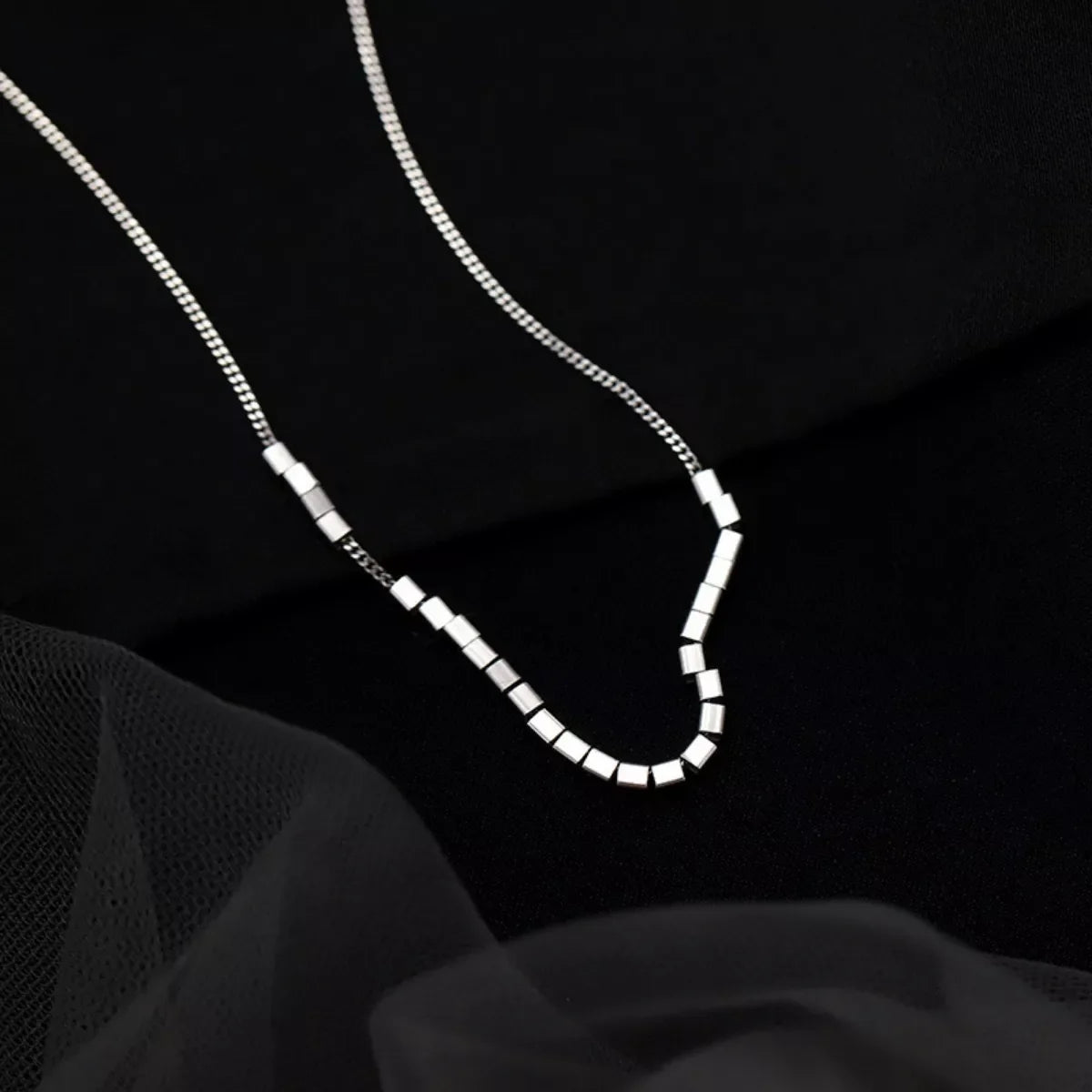 925 Sterling Silver Cube Necklace