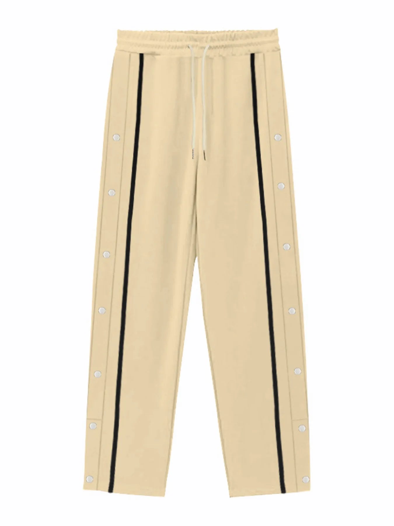 Men's Full Size Snap-Button Pants with Side Stripe Detail Plus Size
