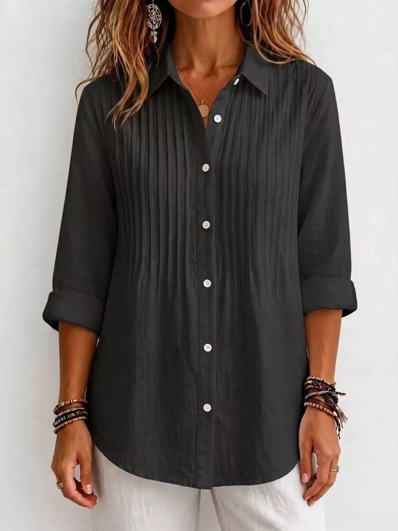 Men's Full Size Button Up Long Sleeve Shirt Plus Size