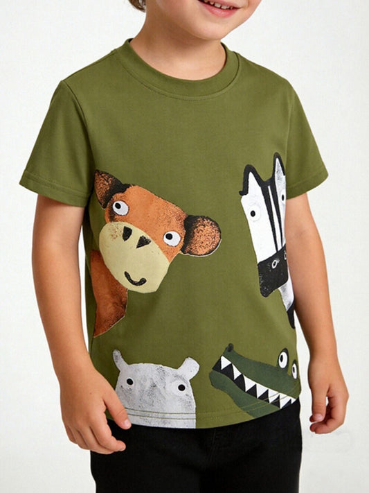 Children's Animal Print Crew Neck T-Shirt
