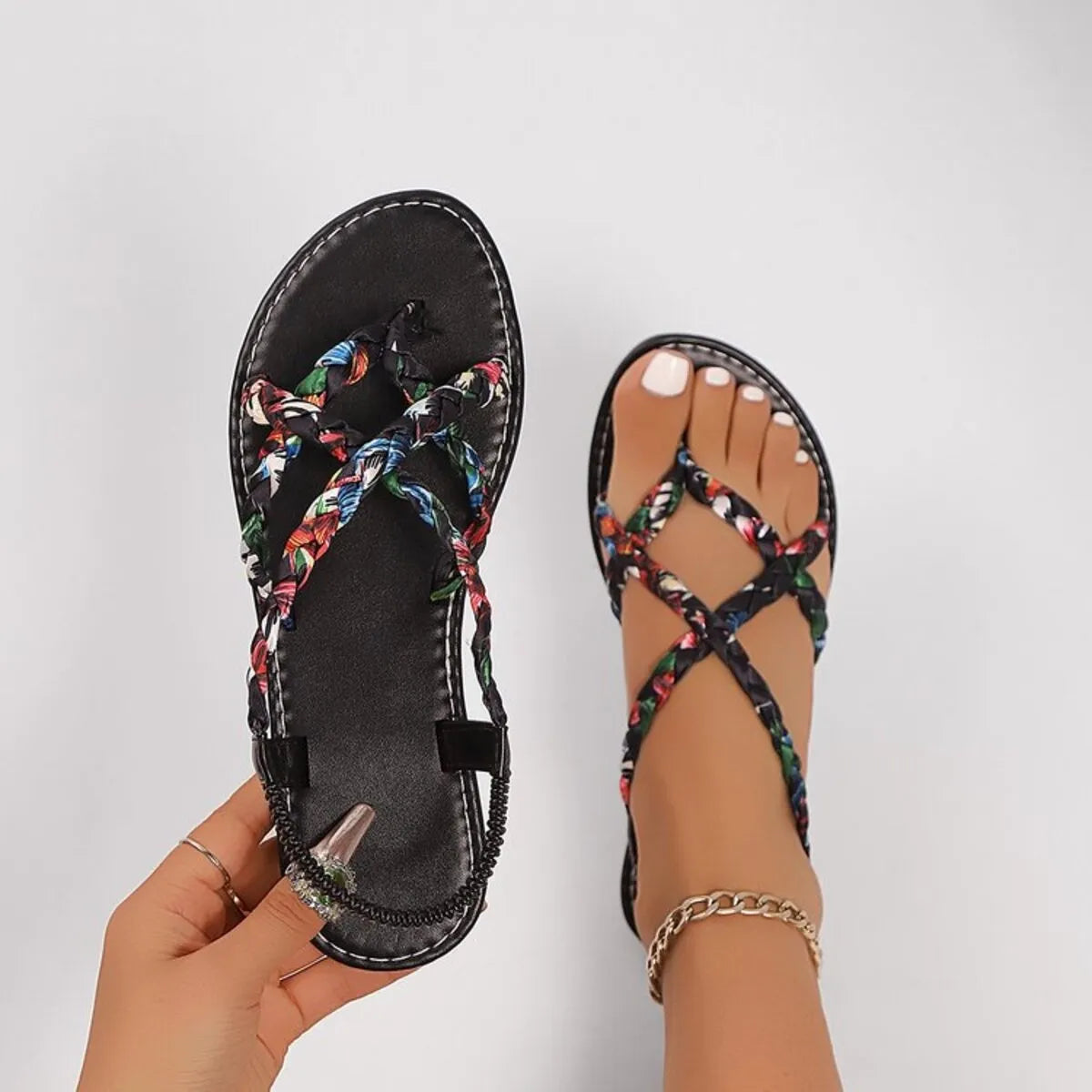Crisscross Strap Flat Sandals