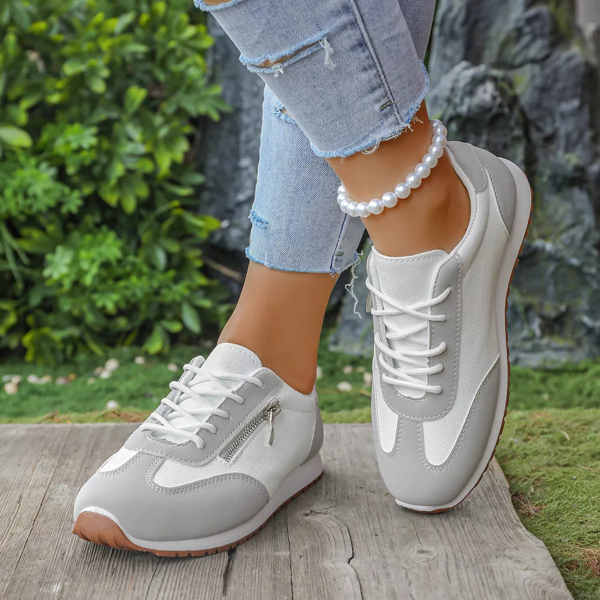 Round Toe Lace Up Sneakers