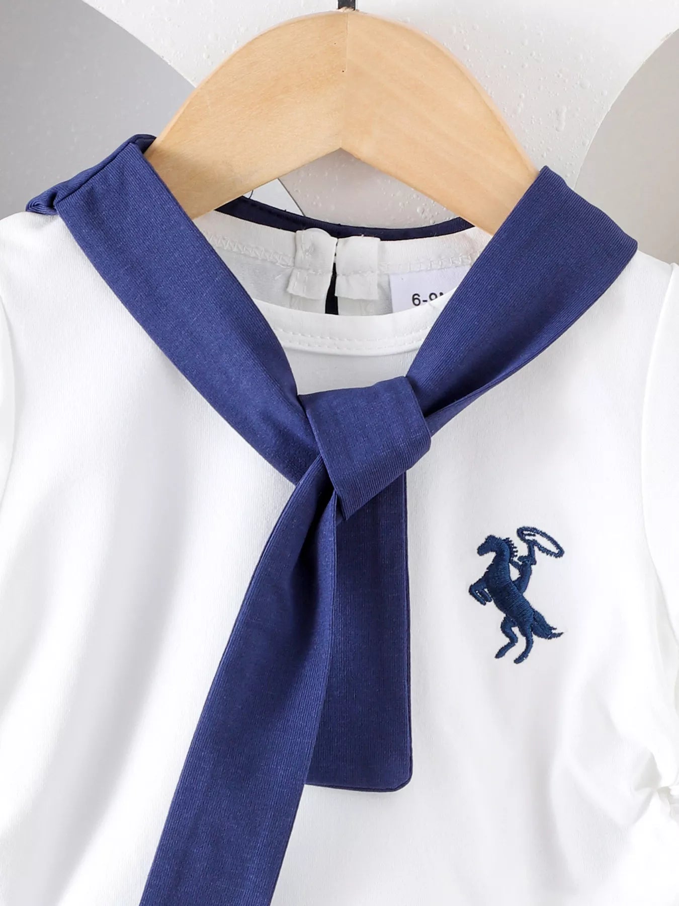 Children's Sailor Collar Embroidered Tee and Skirt Set
