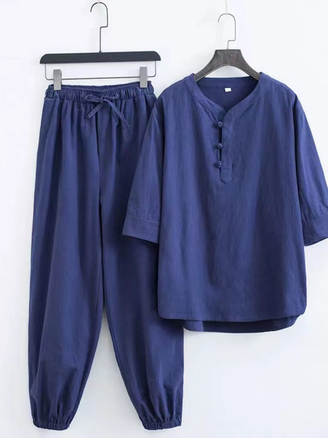 Men's Plus Size Chinese Style Top and Pants Set
