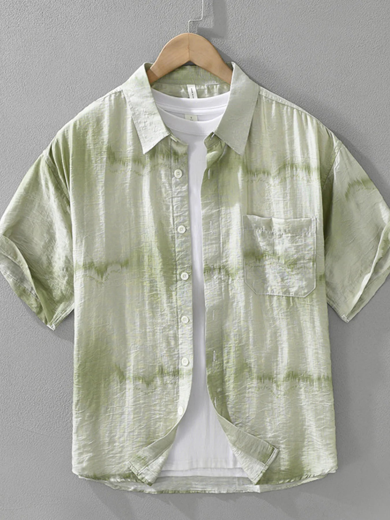 Men's Plus Size Printed Short Sleeve Button-Up Shirt