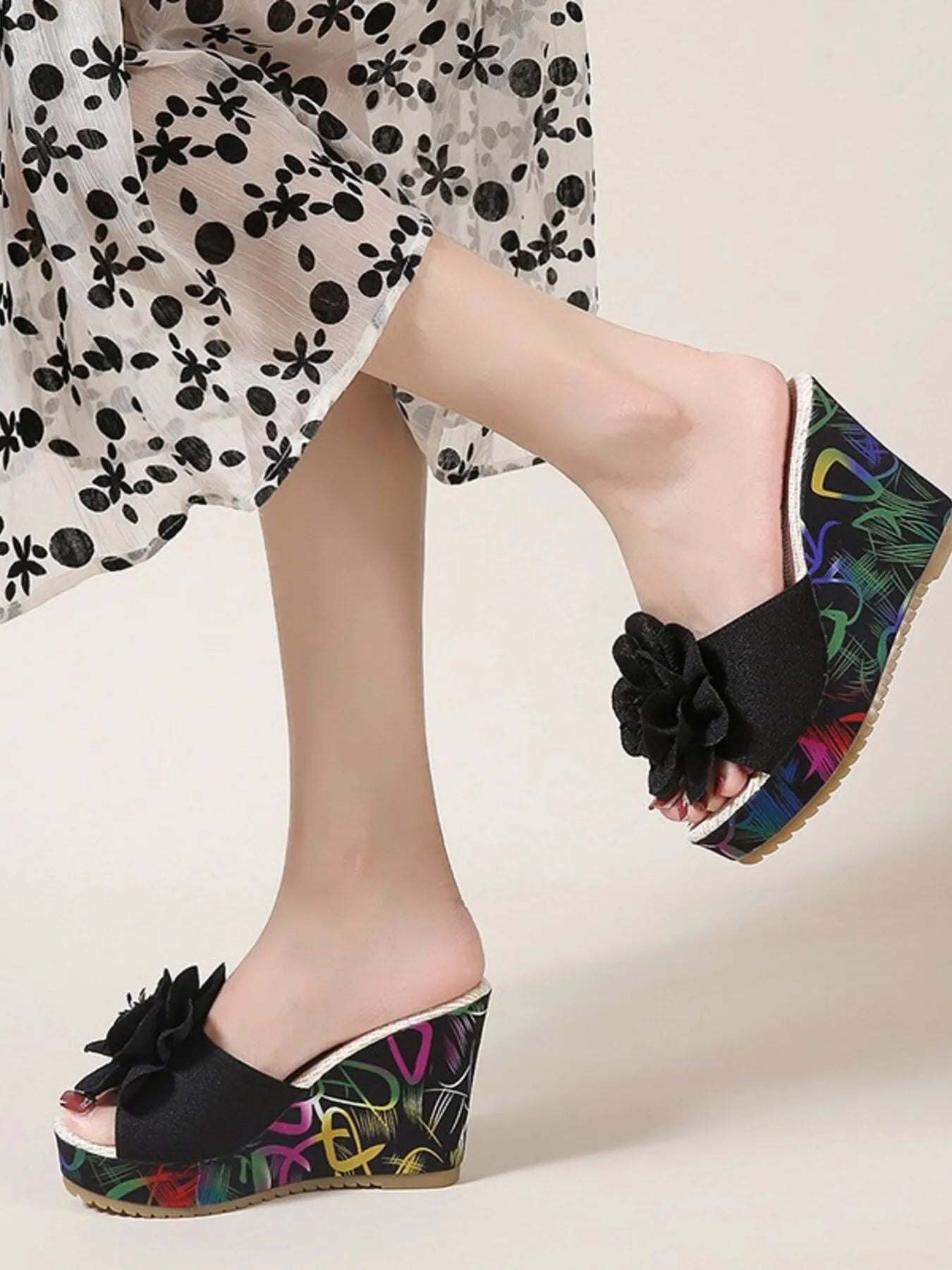 Peep Toe Wedge Sandals
