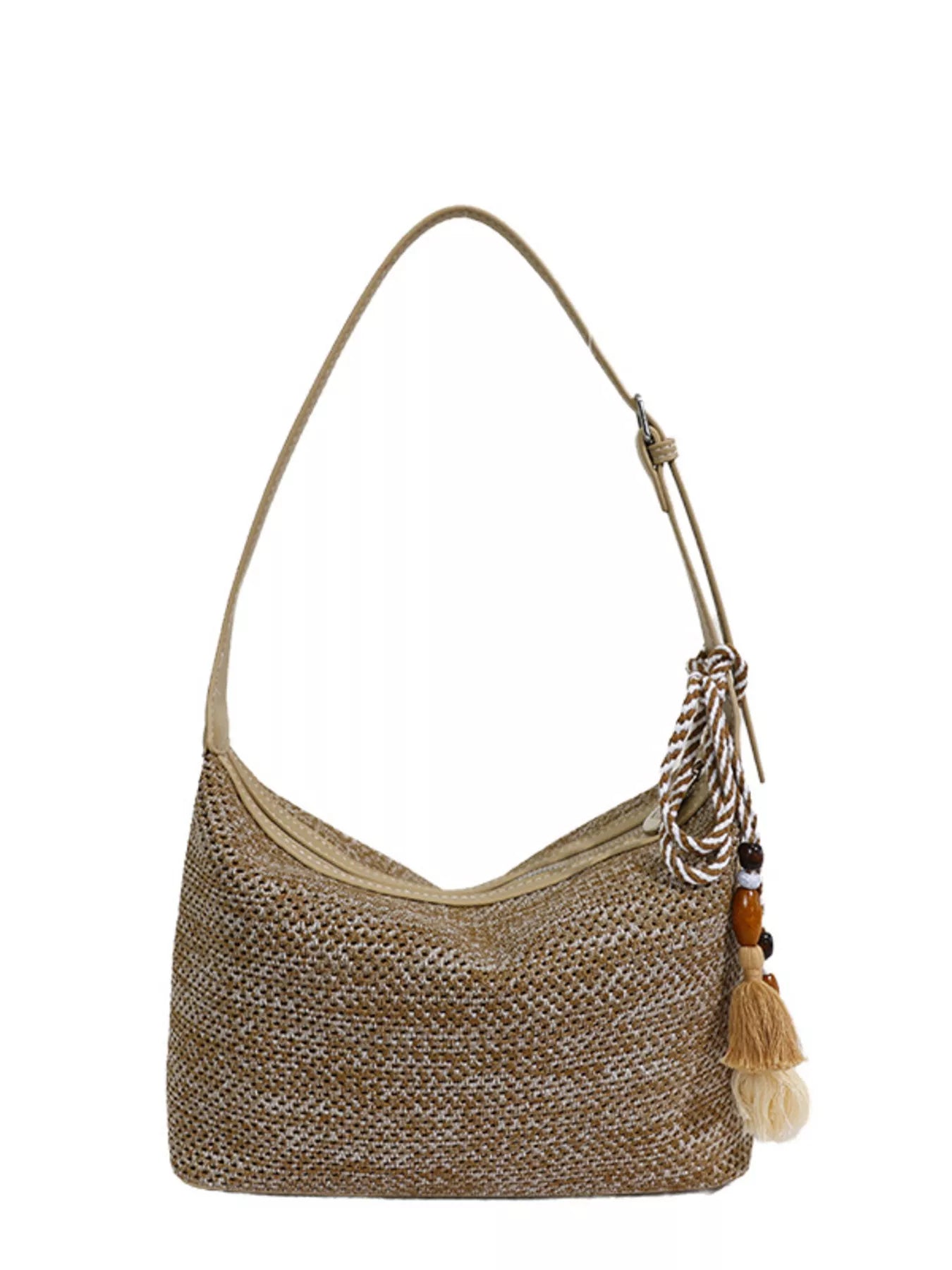 Woven Shoulder Bag with Tassel