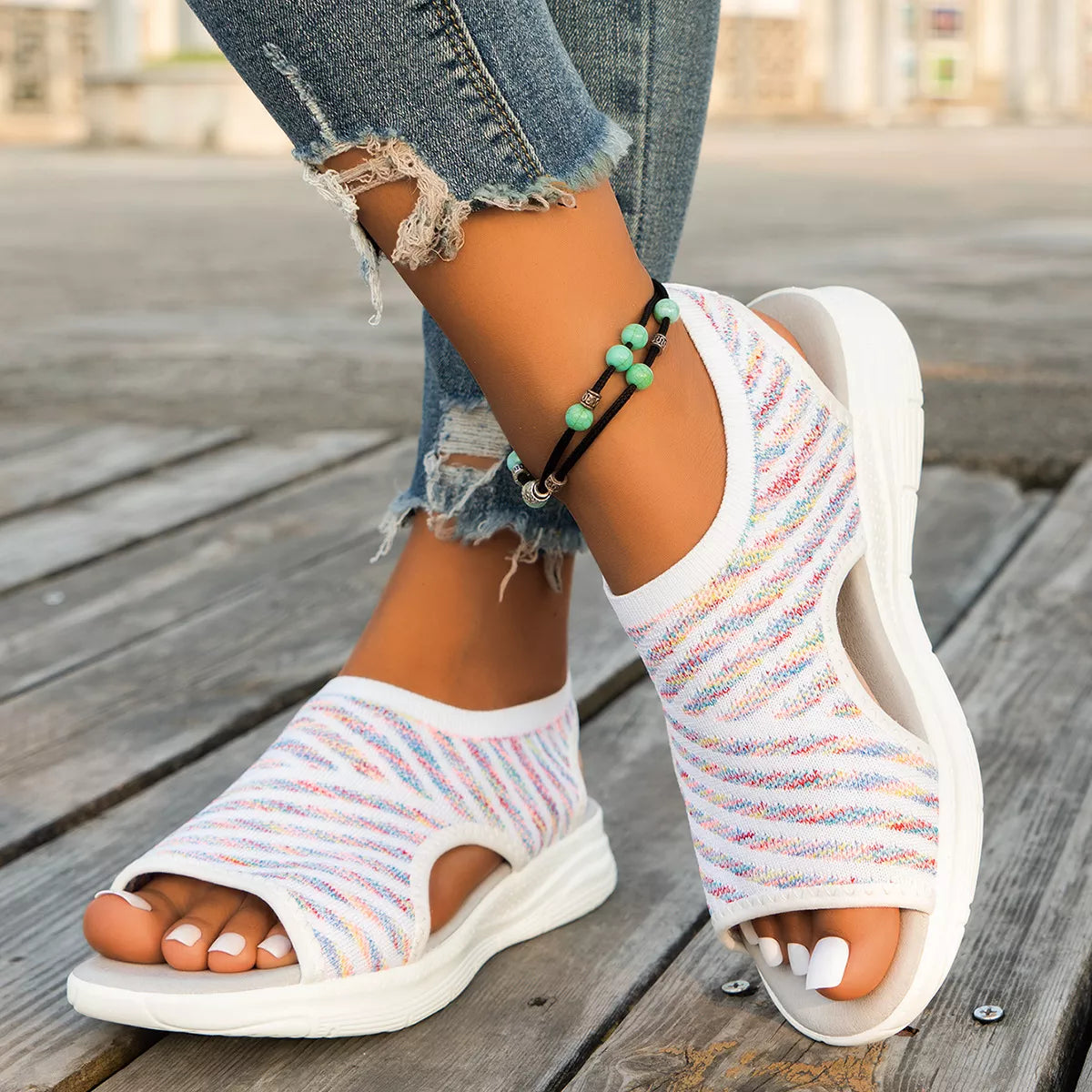 Peep Toe Flats Sandals
