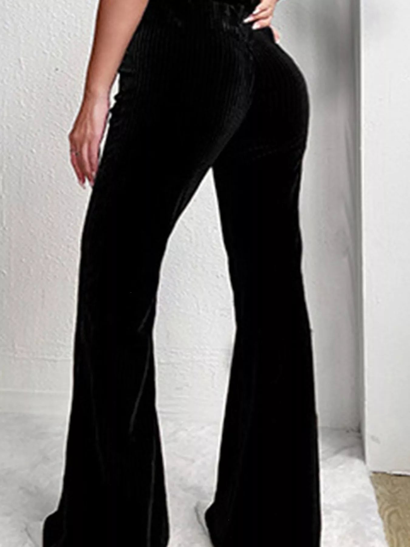 Full Size High-Waisted Velvet Flare Pants Plus Size