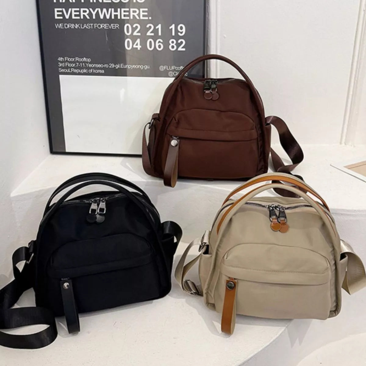 Multi-Pocket Lightweight Nylon Crossbody Bag