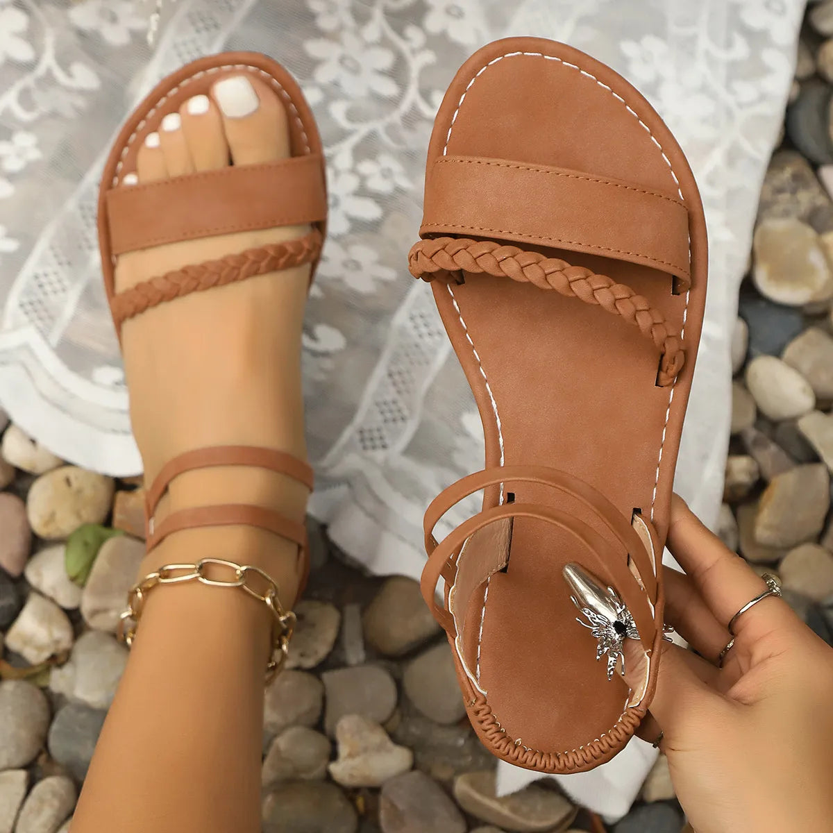 Open Toe Flats Sandals