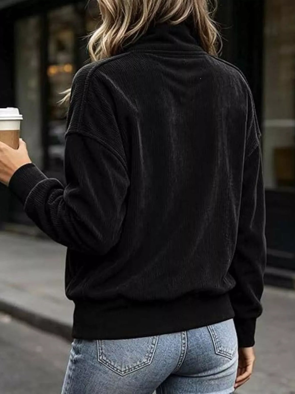 Full Size Quarter Snap Kangaroo Pocket Sweatshirt Plus Size