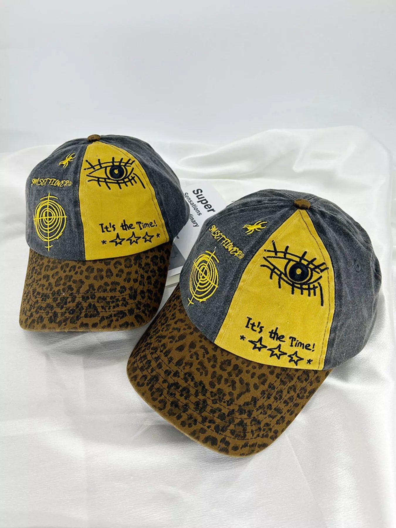 Printed Baseball Cap with Leopard Brim