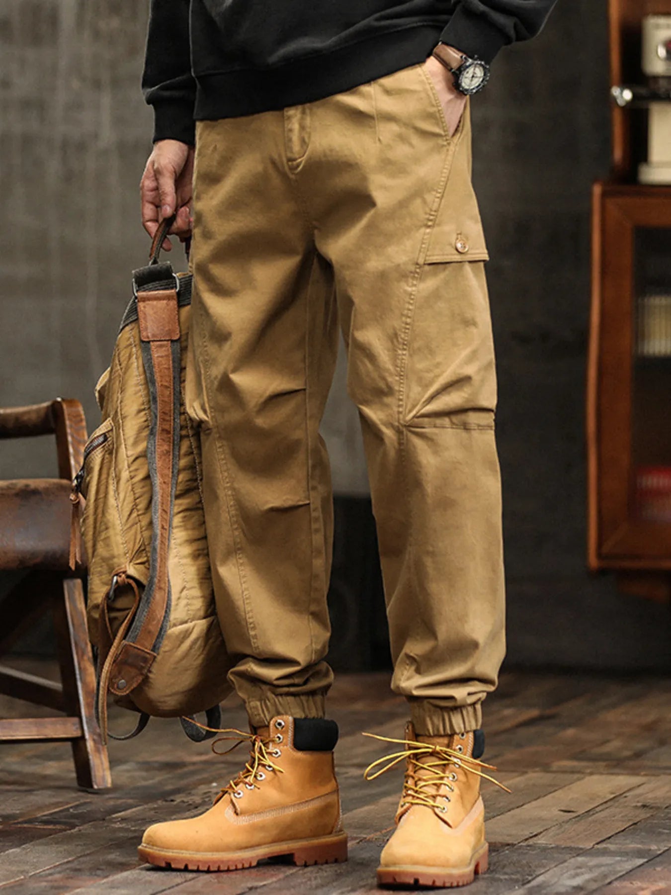 Men's Full Size Pocketed Loose Fit Joggers Plus Size