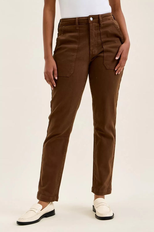 Judy Blue High Waist Aurora Weekender Jeans with Knee Darts C Mahogany