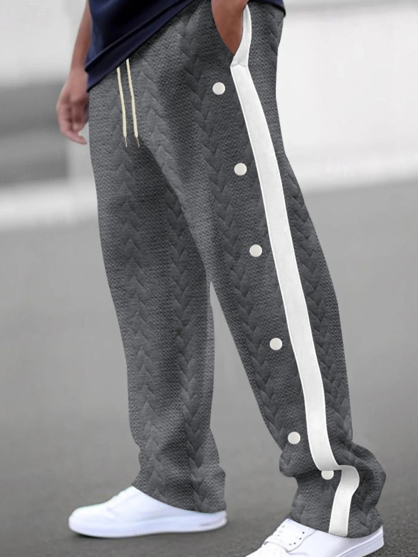 Men's Full Size Textured Drawstring Pants Plus Size