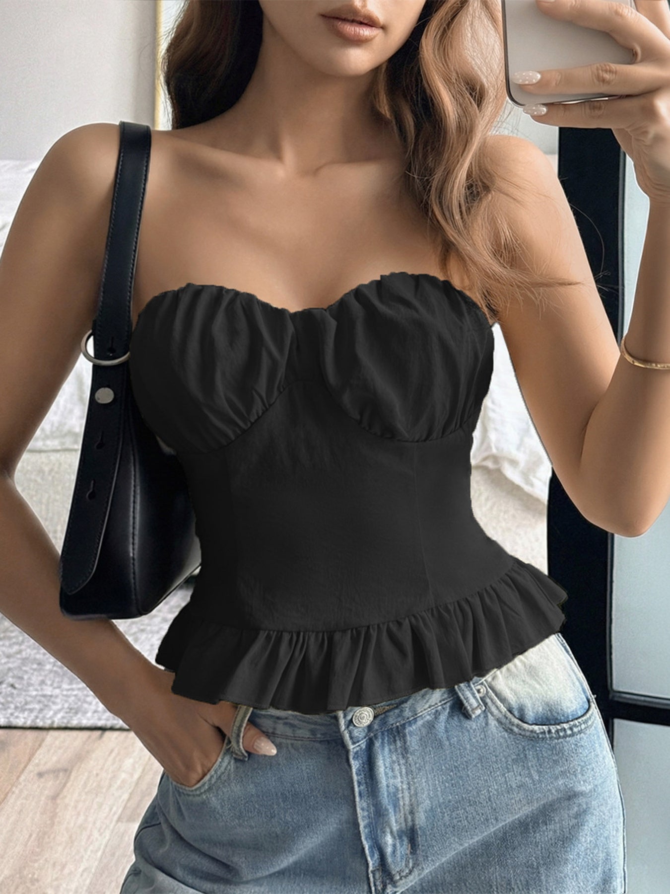 Ruffled Hem Tube Top