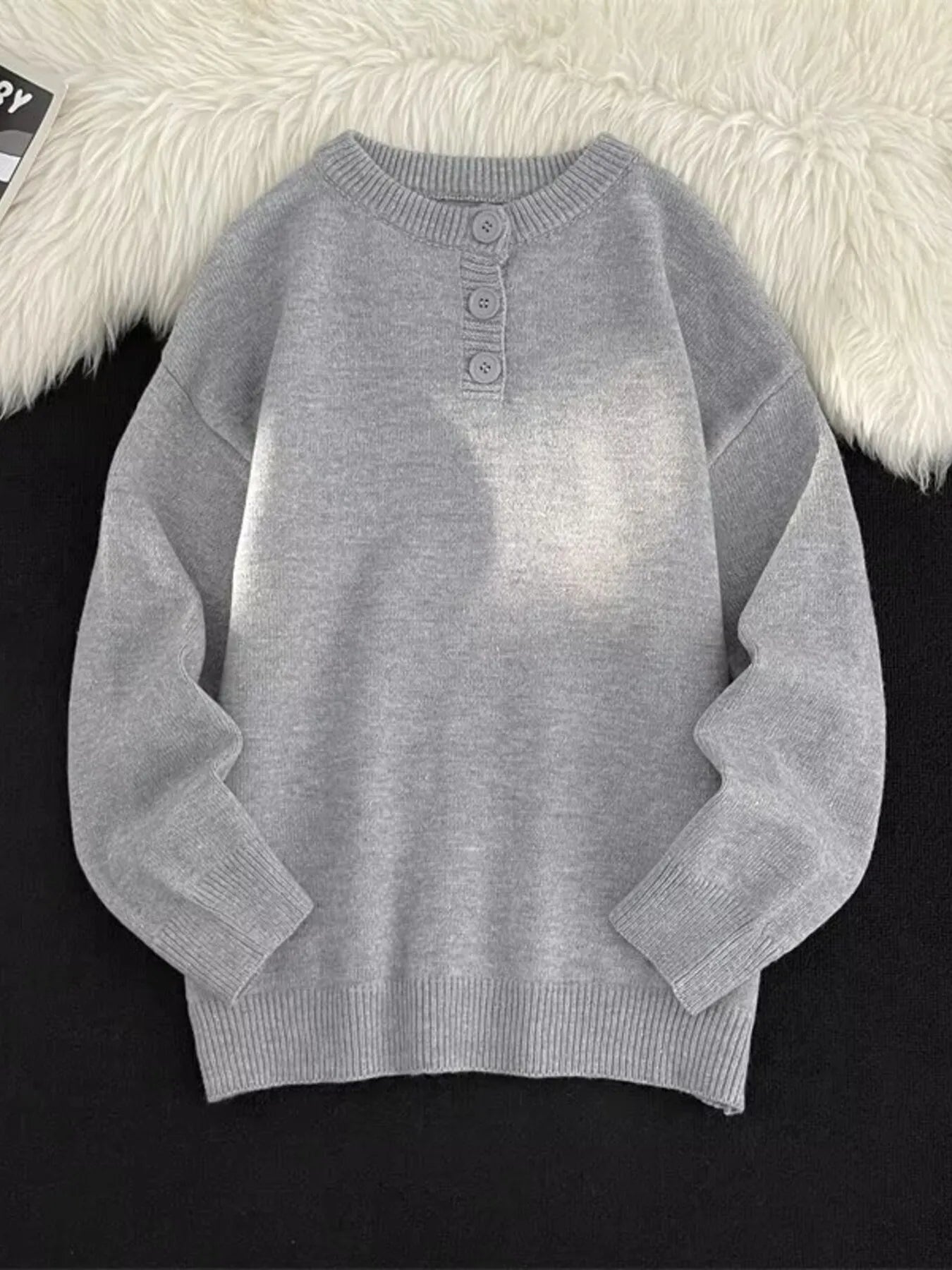 Men's Button Detail Long Sleeve Sweater