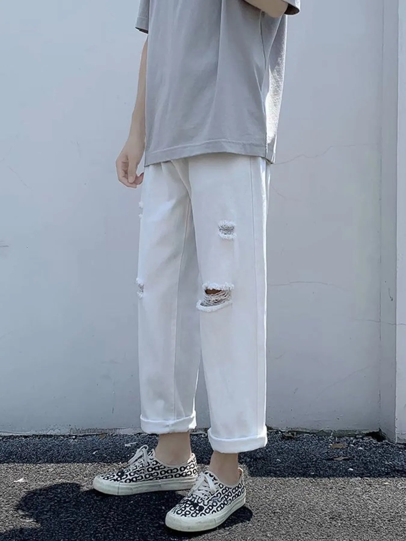 Men's Full Size Distressed Straight-Leg Jeans Plus Size