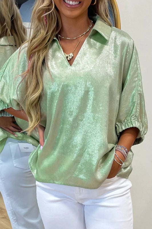 Johnny Collar 3/4 Sleeve Blouse