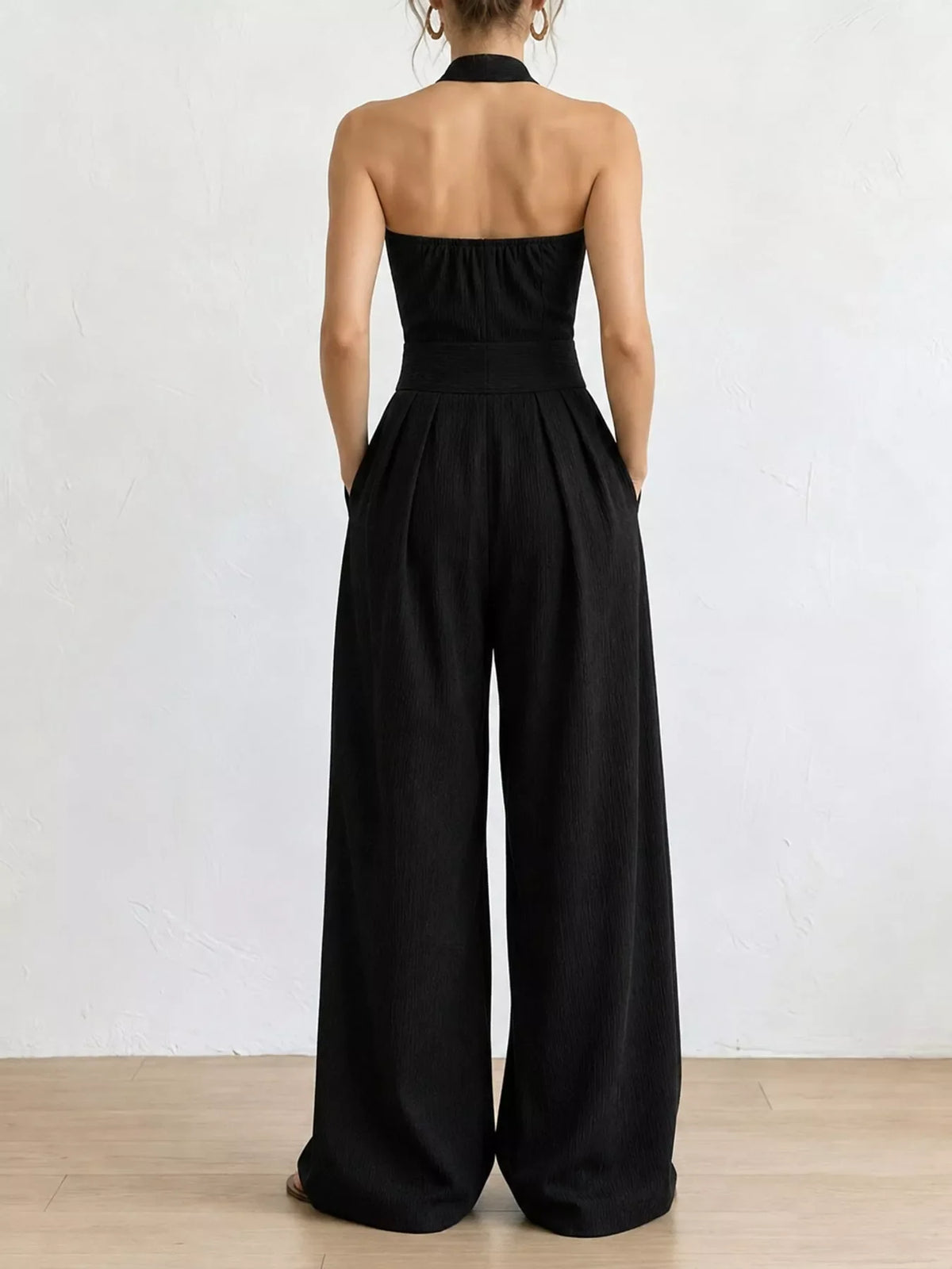 Full Size Halter Neck Wide-Leg Jumpsuit Plus Size