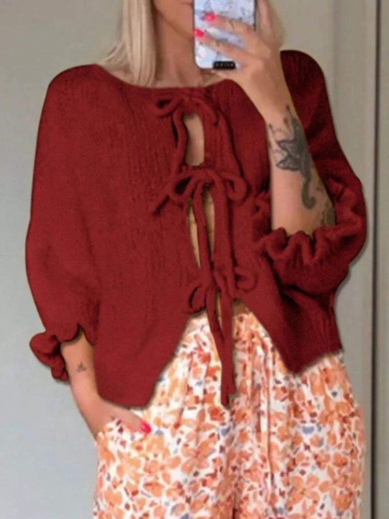 Tie-Front Cropped Cardigan