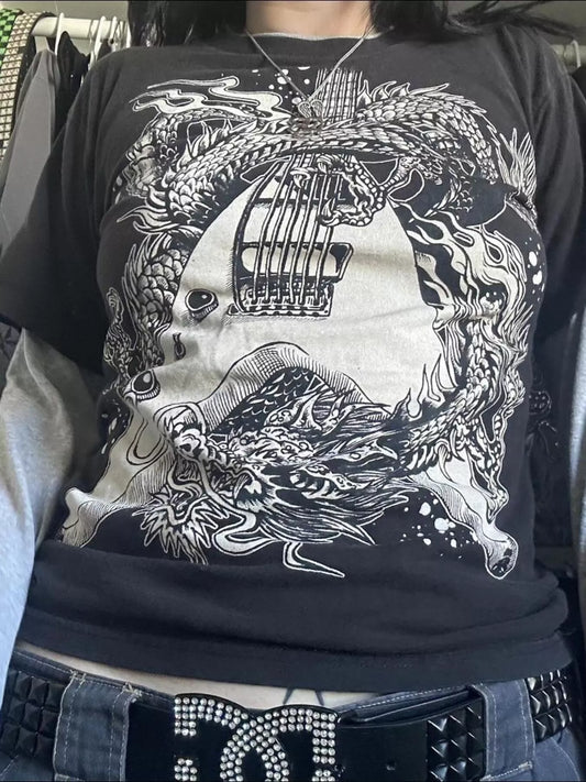 Graphic Round Neck Long Sleeve T-Shirt