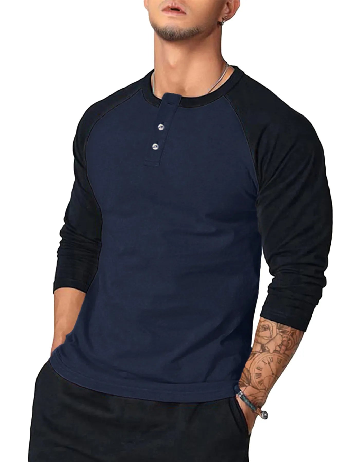 Men's Round Neck Raglan Sleeve T-Shirt