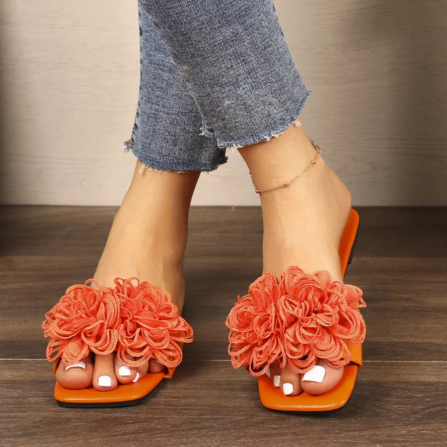 Floral Embellished Flat Sandals